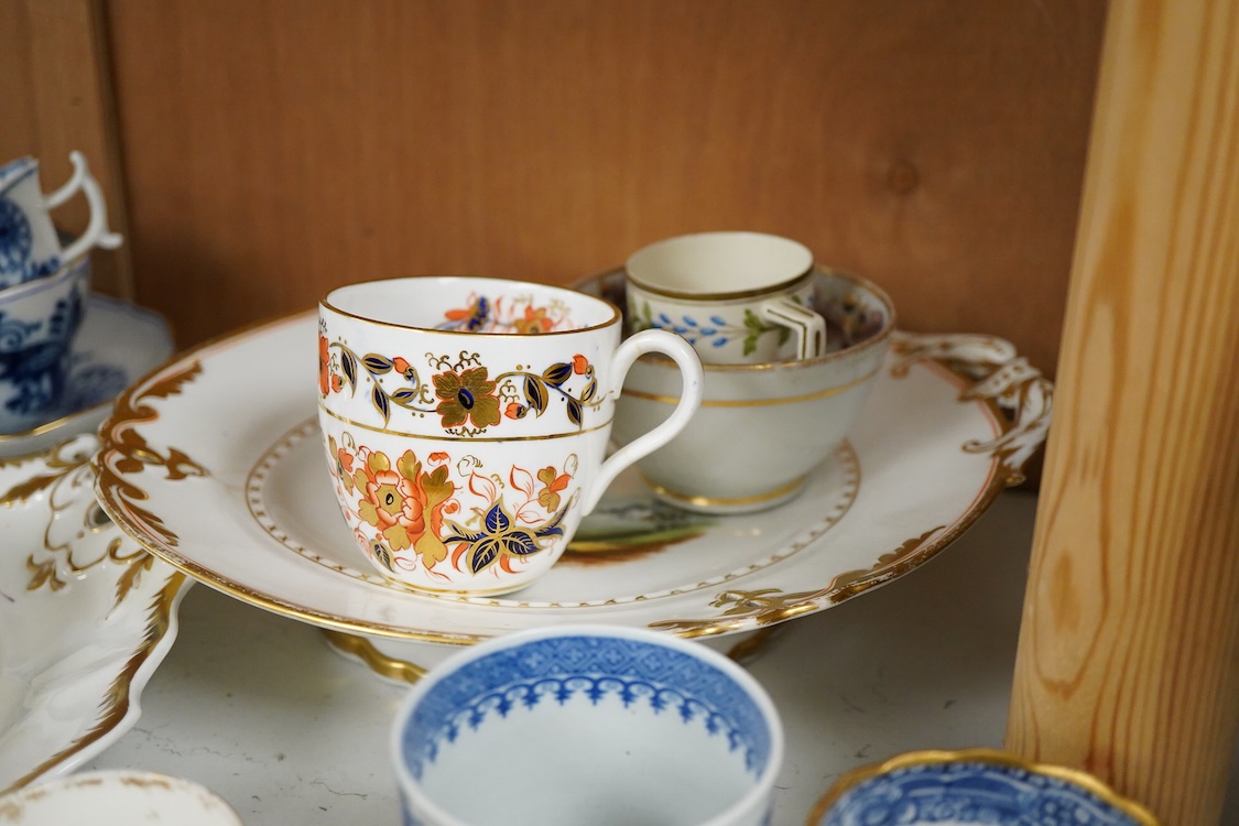 A quantity of 19th and 20th century mixed Continental china and porcelain, largest a comport 25.5cm wide.